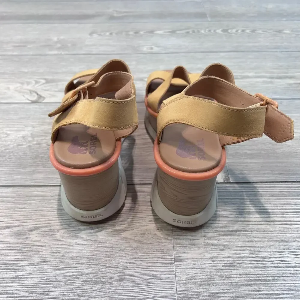 Sorel 1999401877 Wedge Sandals Orange 8.5 EUC